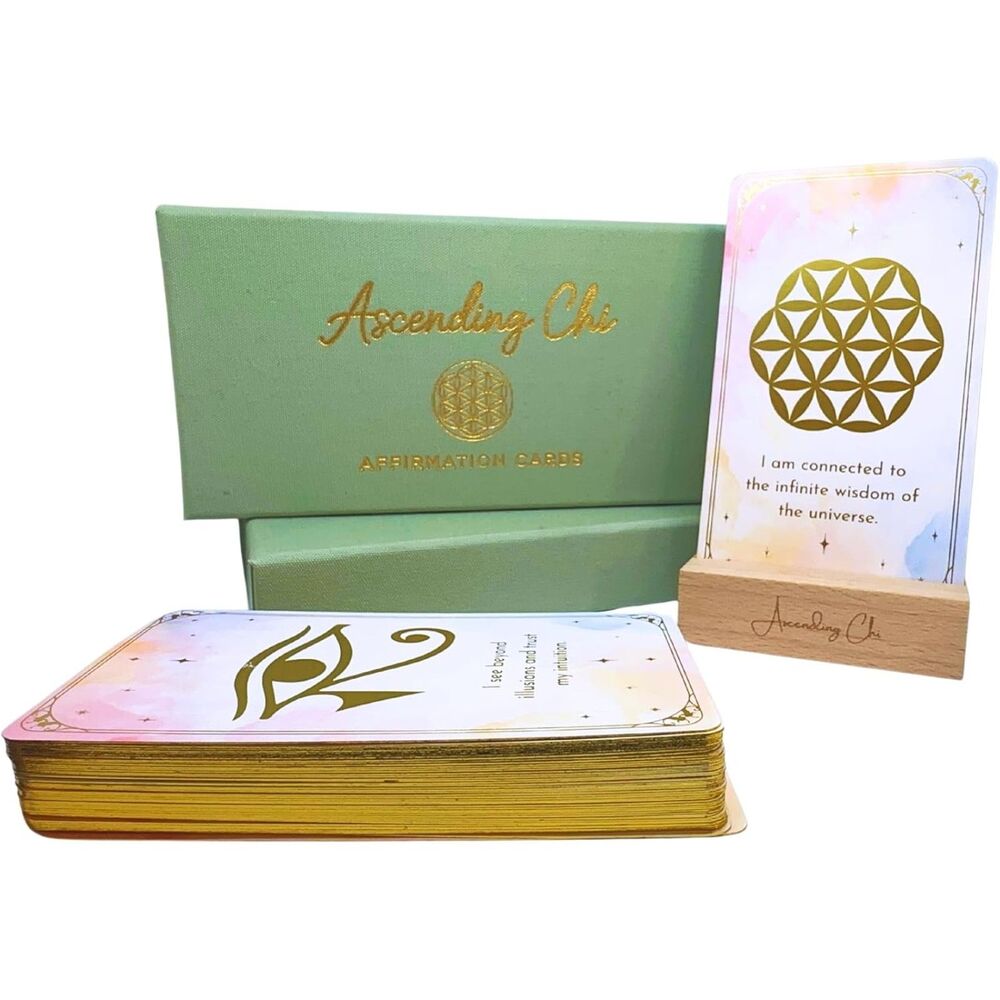 Sacred Geometry Spiritual & Mindful Affirmation Cards Oracle Deck w Stand